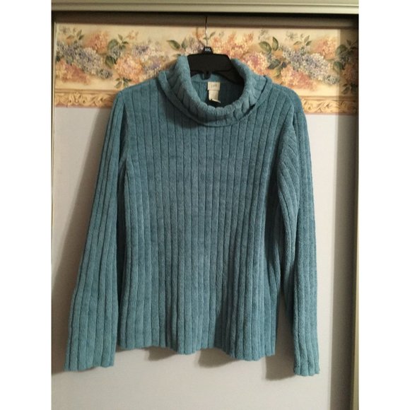 J. Jill | Sweaters | J Jill Large Blue Ribbed Chenille Cowl Turtleneck Long  Cozy Sweater Top | Poshmark